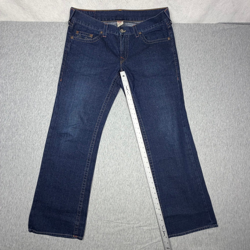 True Religion Bobby Straight Leg Jeans Mens 38x34 Dark Wash Made in USA J9-800